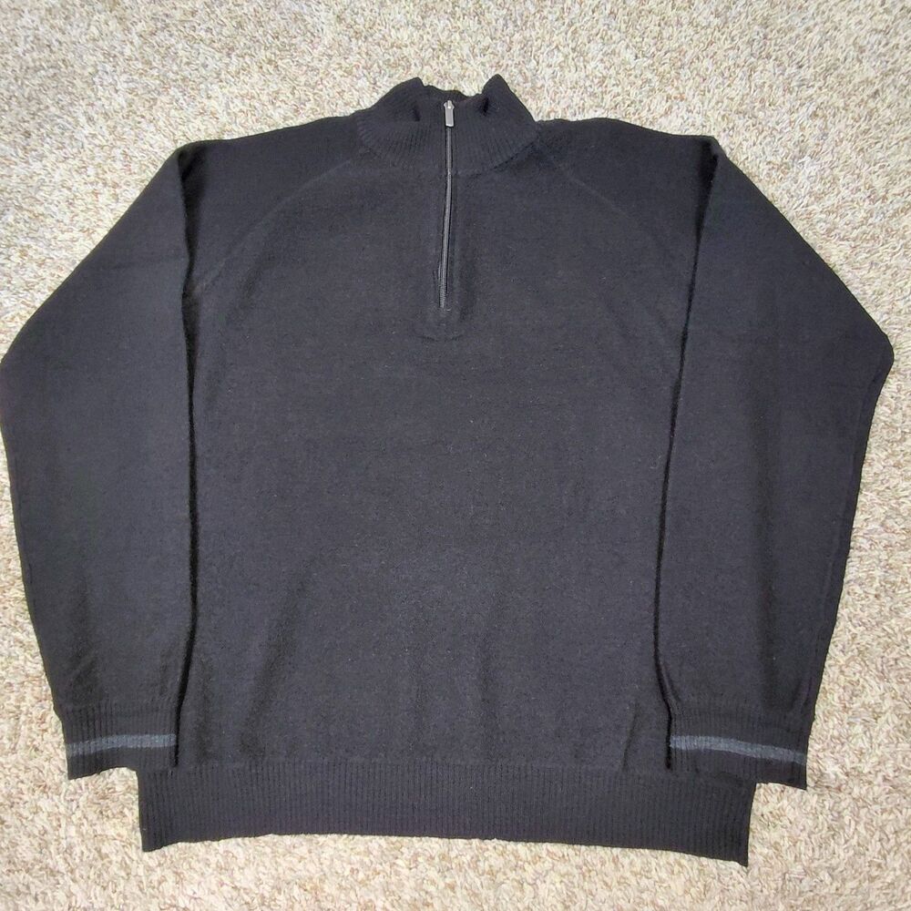 Smartwool Sweater Mens Medium Black 1/4 Zip Pullover 100% Merino Wool